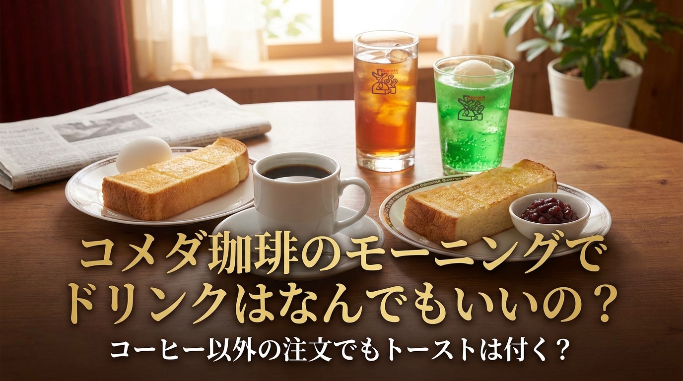コメダ珈琲のモーニングでドリンクはなんでもいいの?コーヒー以外の注文でもトーストは付く?
