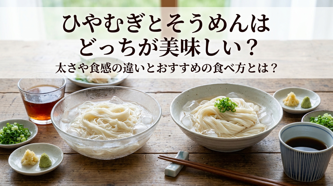 ひやむぎとそうめんはどっちが美味しい?太さや食感の違いとおすすめの食べ方とは?