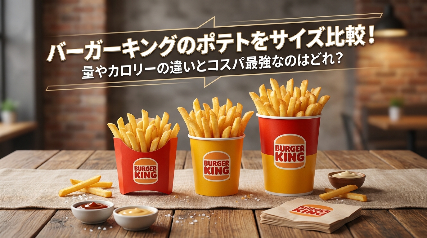 バーガーキングのポテトをサイズ比較!量やカロリーの違いとコスパ最強なのはどれ?
